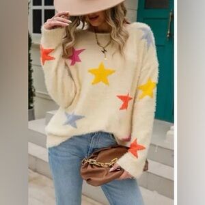 J.NNA Long Sleeve Pullover Star Sweater Medium